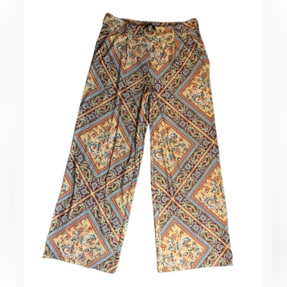 Cato Boho Wide Leg Pants Women’s Multicolor Geometric Floral Print - Picture 5 of 11
